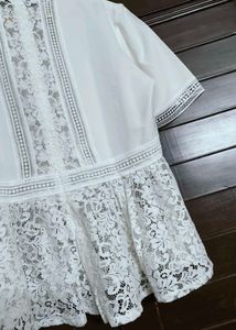 Zara Elegant White Lace Peplum Top