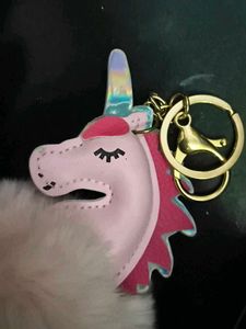 Unicorn Pom Keychain