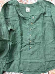 Olive Green Shirt-Style Top