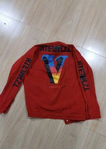 Red Denim Jacket - Statement Sleeves