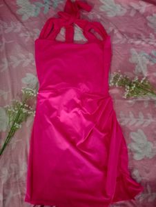 Pink Back-Tie Mini Dress