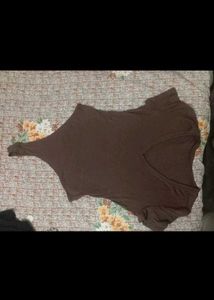 Brown V-Neck bodysuit