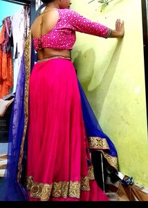 Pink&amp; Blue 🩷💙 Colour Lahenga Choli Set With Heav