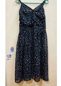 Women Fit And Flare Dark Blue Below Knee Dress 👗