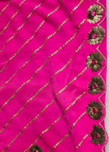 Pink and golden work Embellished Saree