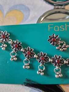 Silver Necklace With Earrings For Women