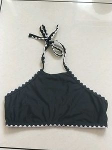 L Chic Black Bikini Top with embroidery