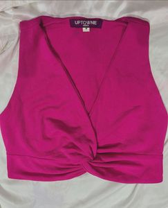 Hot Pink Twist Front Crop Top – Uptownie