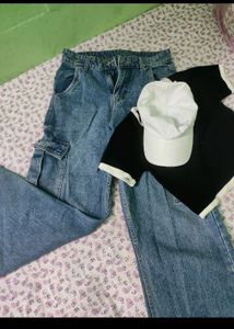 Wide Leg Blue Cargo Jeans💙