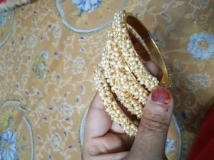 Pearl Bangles...golden...pack 4
