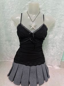 Black Lace Trim Cami Top