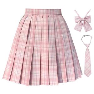 Pink Plaid  Pleated Skirt
