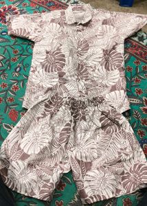 Cute Leaf Print Matching Set