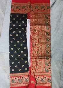 Elegant Black &amp; Red Saree