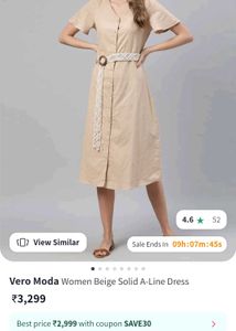 Veromoda M Size Button Down Dress With Belt