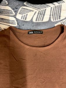ZARA Coffee Brown Candy Top