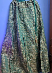 Green & Golden Embroidered Log Lengha Skirt