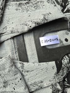 Grey Leaf Print Button-Down Shirt