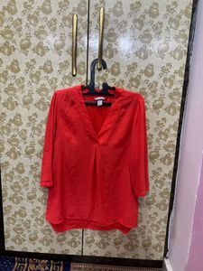 Red V-Neck Top