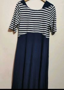 Navy Blue White Lining Dress For 36- 38 Bust