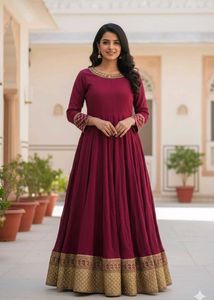 Elegant Maroon Ethnic Gown