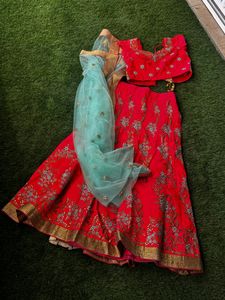 Coral Shade Lehenga Choli For Women