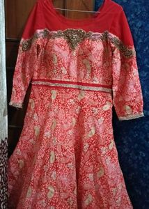 Red Paisley Anarkali Dress