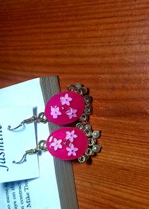Pink Floral Dangle Earrings