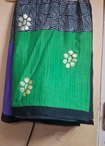 Daily Usage Saree Green With Violet Georget Sare