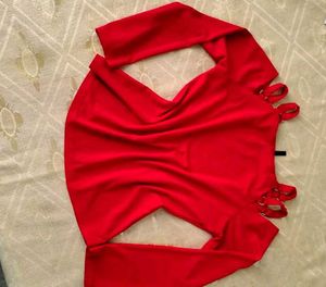Red Cut-Out Sleeve Top