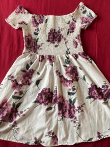 Off Shoulder Floral Printed Dress