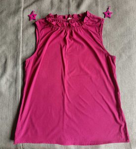 Magenta Ruffle Neck Top