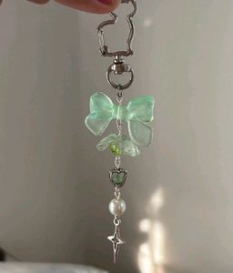 Cute Aesthetic Green Bow Keychain