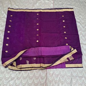 Jamun Colour Cotton Polyester Saree