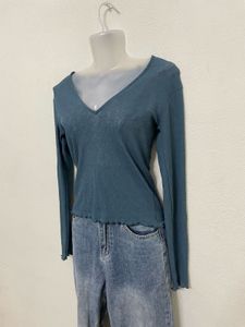ZARA Teal Blue Fitted Top