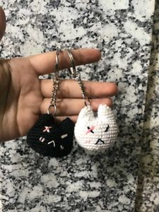 Crochet Matching Bunny Keychains.