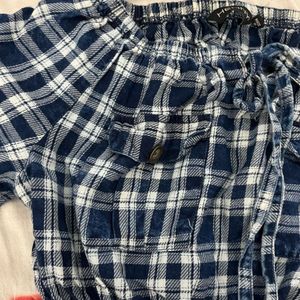 Plaid Off-Shoulder Peasant Top