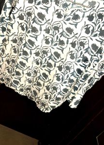 White Printed Cotton Short Kurti Top