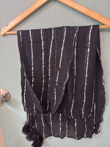 Black Duppata With Pompom For Women