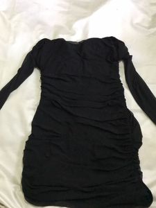 Black Ruched Mini Dress