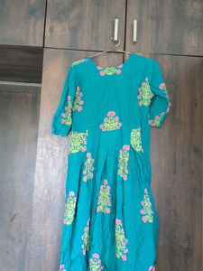 Teal Floral Print Dress Lotas Disain 🌺