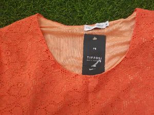 Korean Coral Net Top With satin Inner