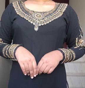 🌸 Black & Beige Ethnic Skirt and Kurti Set – Eleg