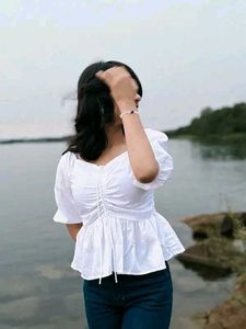 Combo Of Pink Floral Dress And White Puffed Top