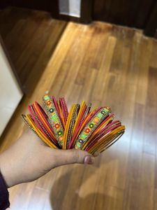2/6 Pink &amp; Yellow Bangles Set