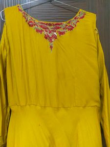 Ethnic Gown #cheapprice #haldidress #yellowcolour