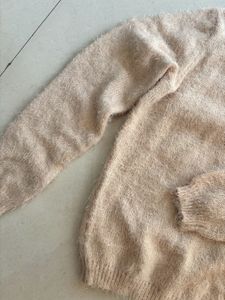 Furry Beige Sweater - Sassafras