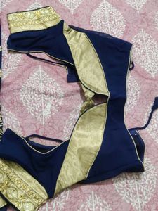 Navy Blue &amp; Gold Saree