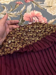 Elegant Maroon Sequin Saree
