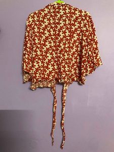 Floral Print Tie-Front Top